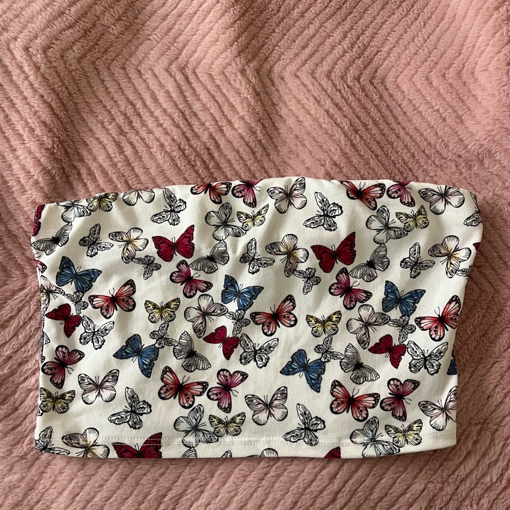 Butterfly Print Tube Top